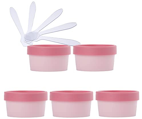 TIANZD 5 Pièces Pot Cosmétique en Plastique Rose de 50 ml avec Couvercle, Bol de Masque Pots de crème de vides contenant 50 g Pour des Produits Cosmétiques Boue de Masque avec Spatules