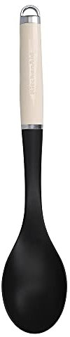KitchenAid Kochlöffel, Hitzeresistent, Antihaftbeschichtung, Kochutensil zum Übergießen – Almond Creme aus Edelstahl - 34cm