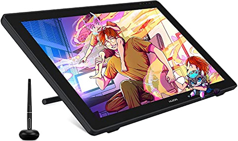 HUION Kamvas 24 Plus Grafiktablett mit Display, 23,8 Zoll volllaminierter QD LCD-Bildschirm aus entspiegeltem Glas, 140% sRGB Gamut 2.5K QHD Stift-Display, 8192 Stufen batterieloser Stift