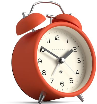 NEWGATE® Charlie Bell Echo Alarm Clock | Modern take on Classic Twin Bell Clock | Orange | Easy to Read Numbers | Ideal for Bedside, Desk or Shelf | Modern Retro Bedroom & Office Accessory