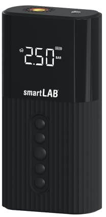 smartLAB pump1 smarter Akku-Luftpumpe elektrisch mit max. 150 PSI | Kompressor für Auto und Fahrrad | Fahrradpumpe für alle Ventile | Schnelles Pumpen für viele Anwendungen durch großen Motor und Akku