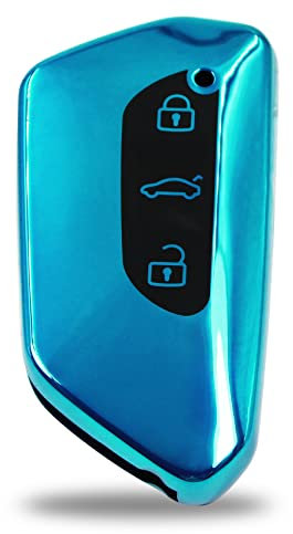 Custodia protettiva in TPU per chiave auto a 3 tasti, cromata lucida, accessorio per auto, colore blu cromato