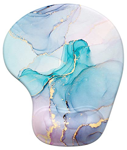 Hsurbtra Mauspad mit Gel-Handballenauflage Ergonomisches Wasserdicht Komfort Mausmatte mit Handgelenkpolster Handauflage, Mousepad mit Handauflage für schonende Handgelenk Haltung, Marmor