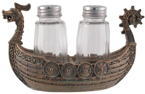 Nordischer Salz- u. Pfefferstreuer Drakar - Wikinger Schiff mit Glasstreuern