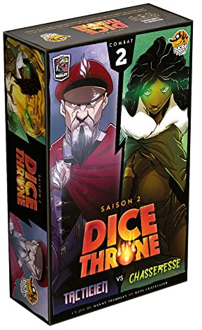 LUCKY DUCK GAMES | DICE THRONE: Tactician vs Huntress | Board Game for Adults & Kids | Strategy Game | Dice and Power Combat | 2 Players | 20 to 40 Min | English