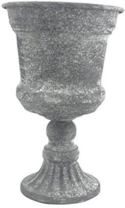 Duiaynke Jarrón de metal con forma de copa de vino, flores artificiales, ramas, portavelas, diseño clásico, bar, decoración de flores para el hogar (gris)