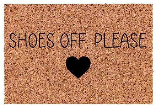 Welcome Doormat Coco Coir Door Mat Gift Shoes Off Please (30 x 18)