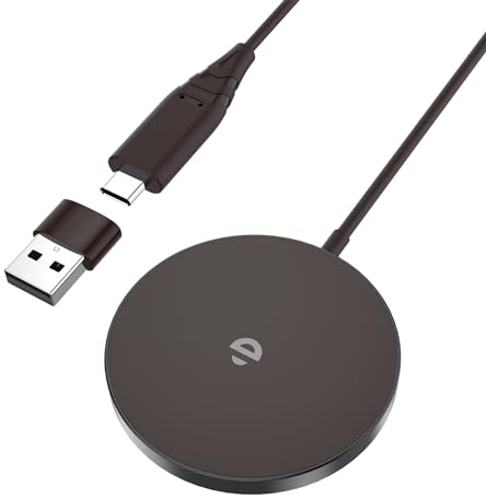 MagSafe Ladegerät mit USB-C Adapter, Schnelles Magnetic Wireless Charger Pad für iPhone 15/14/13/12 Serien und AirPods Ultra Slim Induktive Kabelloses Laden (Schwarz)
