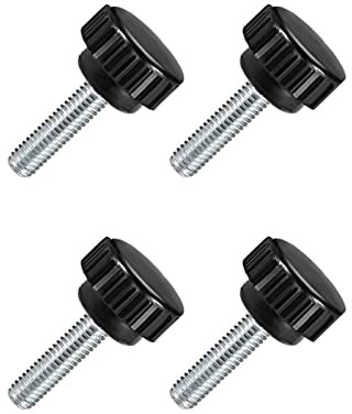 TA-VIGOR 4 Stück M6 x 20 mm Außengewinde, gerändelte Klemmknöpfe, Griffschraube aus Karbonstahl, 20 mm Durchmesser, Rändelschraube mit Duroplast-Kunststoffknäufen