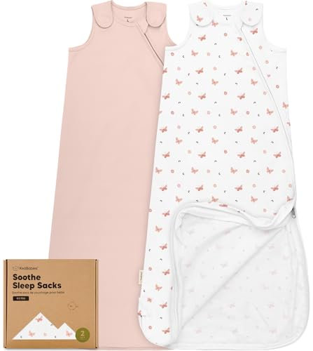 KeaBabies 2-pack ekologiska sovsäckar 100 % bomull – babysovsäck, bärbar babyfilt, sovsäck för spädbarn, ryggsäck för småbarn, nyfödda, spädbarnssovsäck, flicka, pojke (smörkakel, L)