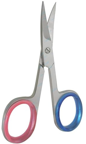 YNR Stainless Steel Cuticle Nail Scissors - Curved Blade Professional Beauty Scissors for Manicure, Pedicure, Eyebrows, Nose, Hair Trimming, Thick Toenails, Grooming Tool for Women & Men