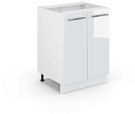Vicco Midischrank Fame-Line, Weiß Hochglanz, 60 x 82 cm | ohne Arbeitsplatte, zur Aufbewahrung von Badutensilien und Reinigungsmitteln
