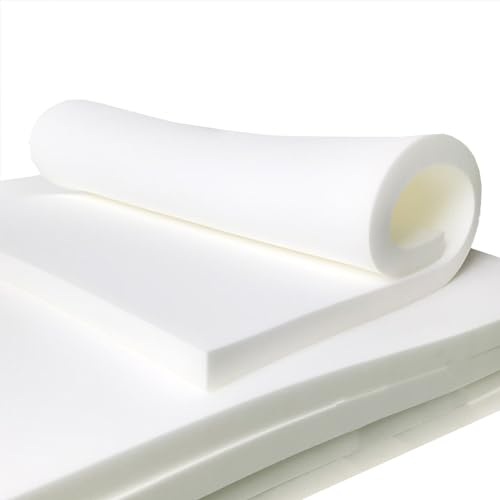 XIEMINLE Imbottitura in schiuma bianca ad alta densità, imbottitura in schiuma spessa tagliata a misura, solida schiuma per sedia da pranzo, finestra, panca, poltrone (spesso 3 cm, 90 x 45 cm)