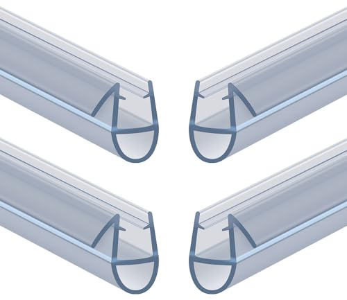 Flintronic Joint de Douche pour Paroi en Verre, 40CM 4PCS 4-6mm Barrière de Douche, Joint Porte Douche pour Vitre, Joint d'Étanchéité Cabine Douche Barrière Pliable, PVC Extra-épais (Transparent)