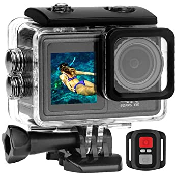 Action Camera with Image Stabilization, S81ER Action Camera 4K 60FPS EIS Video With Optional Filter Lens 24MP Zoom 1080P Webcam Vlog Sports Cam With Remote High Frame Rate Stable performance(5,5K Came