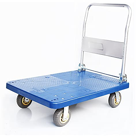 Chariot à Plate Forme Dolly Chariot à Main à 4 Roues avec Pivot et Fixe pour Le Transport à 360 degrés Petit Chariot à Pousser Poignée Pliable Camion à Plate Forme de Rangement Facile (Taille :