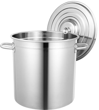 ACROSSPART 35 Liter Edelstahl Topf kochtopf groß Suppentopf Kochtopf mit Deckel Große Kapazität Gastronomie Kochtopf Silber