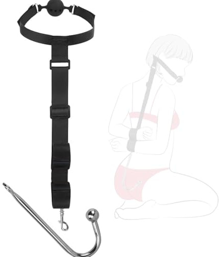 1 juego de accesorios de juego de rol para fiestas navideñas ajustables en color negro con bola para la boca