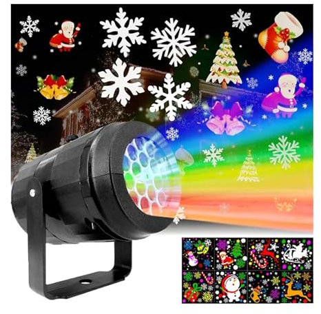 HPHPH Luci Natale Esterno, Sta LED Fiocco di Neve Luci Proiettore Tempesta di Neve Bianca Atmosfera Natalizia FESTIVITÀ Lampade Speciali Decorazi for Interni ed Esterni,Halloween, Natale.