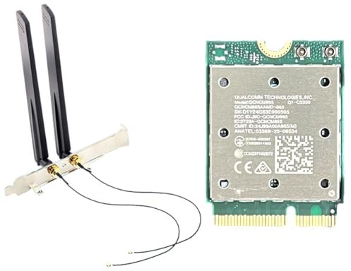 Fangxuee Tarjeta WiFi Inalámbrica WiFi7 QCNCM865 Bluetooth 5.4 Adaptador de Red Inalámbrico de Triple Banda con Antena Externa de 12 Dbi para Win11