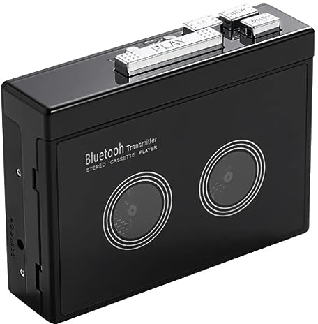 Rtxbvg 1 Piece Black Retro Stereo Cassette Player Black Cassette Tape Music Audio Auto Reverse with Bluetooth