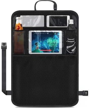 LMSAWK 1 Stück Auto Rückenlehne Schutz Multi Pocket Organisator, Auto Rückenlehnenschutz und Organizer, Sitzschutz Auto Rückenlehne, für Autositz zurück mit große Aufbewahrungstasche, Schwarz