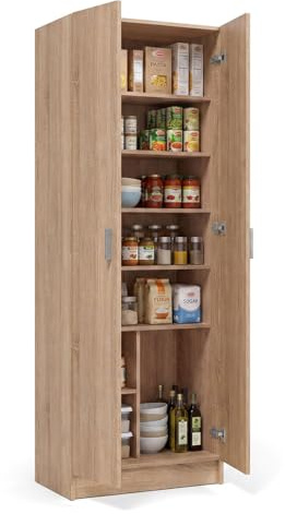 duehome | Armario Zapatero Multiusos, Armario Auxiliar, Modelo Multi Useful, Acabado en Color Roble Canadian, Medidas: 60 cm (Ancho) x 180 cm (Alto) x 37 cm (Fondo)