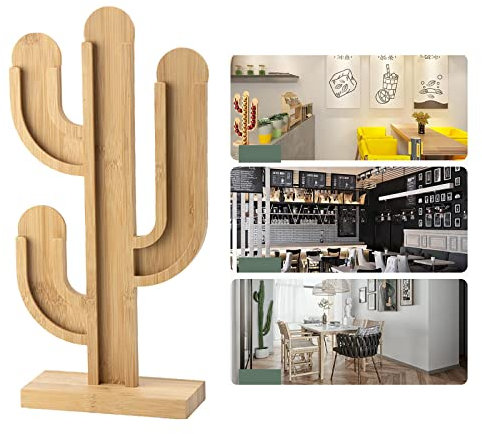 getuse Distributeur de capsules de café en bois en forme de cactus pour la maison, le bureau, le restaurant