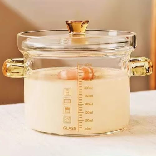 Vllentin Mini Glass Saucepan With Cover,Glass Stew Pot,Transparent Pot,Includes Sauce Pan And Lid,Heat Resistant Glass,for Cooking On Stove Simmer Pot For Pasta Noodle,Soup