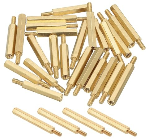 PATIKIL M2.5 Messing Männlich Weiblich Schrauben Abstandshalter, 25 Stück PCB Motherboard Abstandsschrauben Für Drone Quadcopter Computerbau Elektronik Leiterplatte Gold (M2.5 x 25mm+6mm)