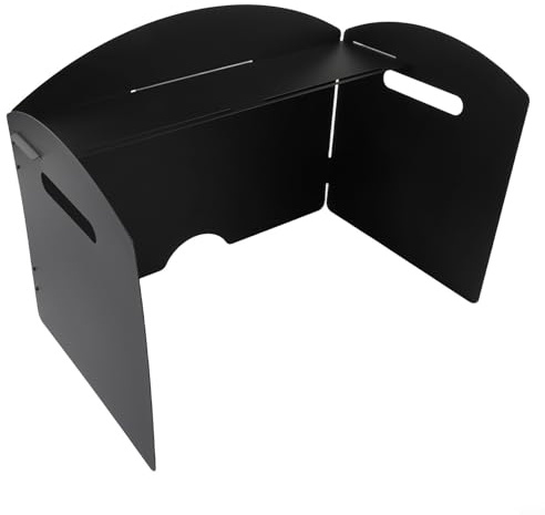 Pare-vent pliable en acier pour réchaud de camping portable - Protection contre le vent - Léger et compact - Avec sac de rangement pour la randonnée, le pique-nique (3 plis)