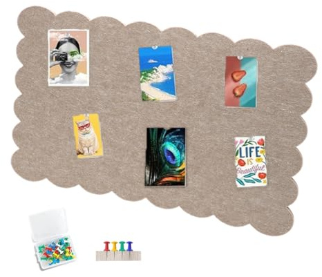 Yuragim Große Filz Pinnwand Selbstklebend 60 x 40cm, Dekorative Korkwand aus Filz 9 mm Dick Pinwand Korktafel, Fototafel Memoboard Vision Board für Kinderzimmer, Büro, Zuhause, Schulen, Dunkel Kamel