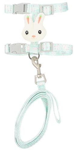 EPIGEIST Katzengeschirr Leine 1,5cm Nylon Zuggeschirr mit Brustgurt Grün für Kleine Katzen und Kleintiere Outdoor Haustier Zugseil