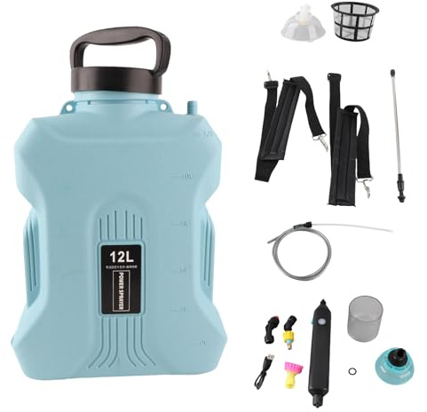 Rociador de Hombro Recargable de 12L, rociador eléctrico de Mano, Herramientas, regadera, Botella de riego atomizadora, rociador de Agua, rociador de Plantas de jardín (Azul)
