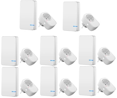 Funksteckdosen mit Fernbedienung,NineLeaf 8 Pack Steckdose mit Fernbedienung，15A/1500W Fernbedienbare Steckdose für Haushaltsgeräte & Weihnachtsdekoration 100m Reichweite, weiß