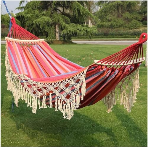 Amaca da campeggio – Tela ispessita con barra di spalmatore in legno, altalena per interni/esterni, per escursioni, viaggi, relax, durevole e confortevole