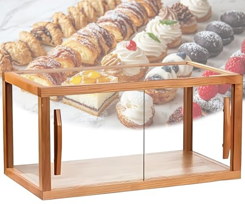 LFHWHKJ Estantería de Doble Capa, Vitrina de Vidrio Transparente de Dos Niveles para repostería, Vitrina de pastelería, Estructura Resistente, panaderías y cafeterías.(A,Single-Layer)