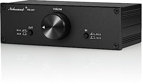 Nobsound Mini equilibrio completo/preamplificador pasivo de un solo extremo; amplificador preamplificador de alta fidelidad; controlador de volumen XLR/RCA para altavoces de monitor activo (negro)