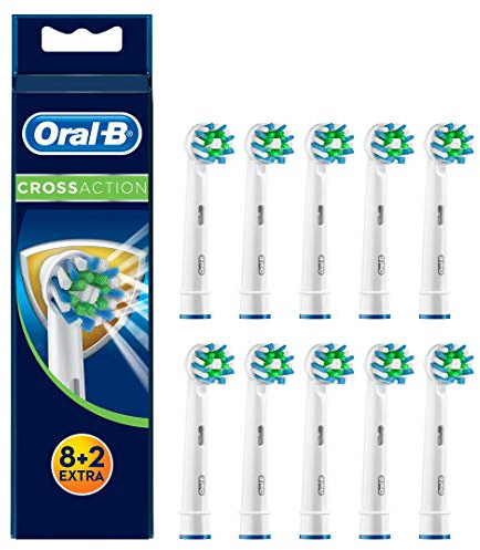 Braun Oral-B 4210201207290 CrossAction Aufsteckbürsten Mit Bakterienschutz, Verhindert Bakterielles Wachstum Auf Den Borsten, 10 Stück