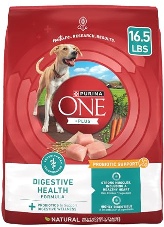 Purina One Plus Digestive Health Formula Dry Dog Food Natural with Added Vitamins, Minerals and Nutrients - 16.5 Lb. Bag