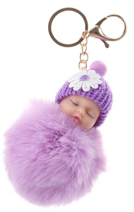 VOSAREA Porte-clés Poupée Garçon Fille Peluche Anneau pour Clés Pendentif Décoration Voiture Souvenir Cadeau Fête Garçon Fille Violet