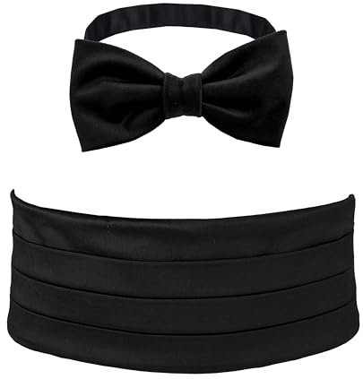 Remo Sartori – Set Kummerbund und Geknotete Fliege aus Samt, Einfarbig, Verstellbar, Made in Italy, Herren (Schwarz, von 90cm bis 110cm)