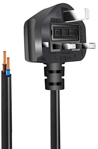 EXTRASTAR 13A Fused Power Cable, Unterminated Bare Raw Ends Mains Power Lead, 1.5 Metre UK Plug Power Cord - Black