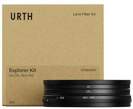 Urth Kit de Filtros 3 en 1 Explorer 72 mm | UV, polarizador CPL, ND variable ND2-400, vidrio optico HD nano-tratado, con 2 tapas