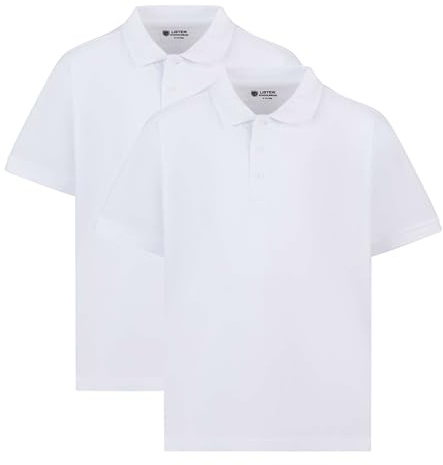 2 Pack Boys Plain 100% Cotton Ages 3-16y Polo Shirts Children School T-Shirt Uniform Summer