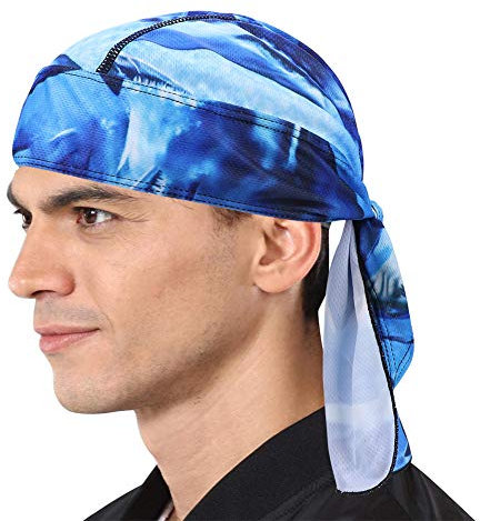 Bandana Cap Damen Herren Schnell Trocknende Kopftuch Atmungsaktiv Fahrrad Kopfbedeckung UV Schutz Sommermütze Sport Beanie Fahrradmütze Outdoor Bandana Piratenhut Wandern Klettern Laufen (Himmelblau)