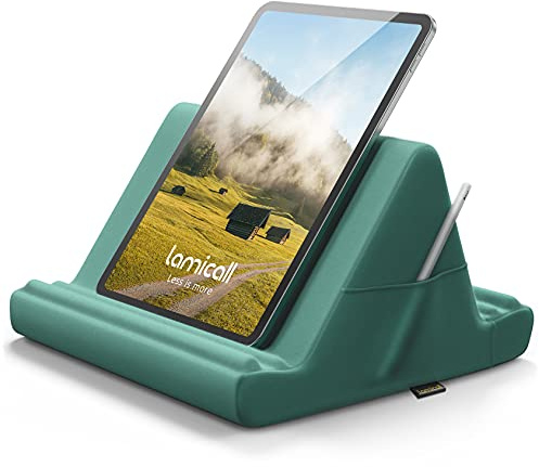 Lamicall Tablet Halter Kissen, Tablet Ständer - Kissenhalter Halterung Bett Sofa für New 2022 iPad Pro 9.7, 10.5, 12.9, iPad Air Mini 3 4, für Switch, Samsung Tab, iPhone, Bücher, andere Tablet - Grün