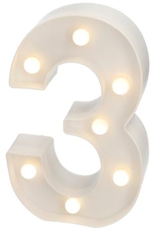 JANDEI - Warmes Licht LED Zahlen und Buchstaben für Dekoration und Atmosphäre, leuchtendes Herz, Nachtlichter, Geburtstage, Hochzeiten, Schaufenster. Sie funktionieren mit AA-Batterien (3)