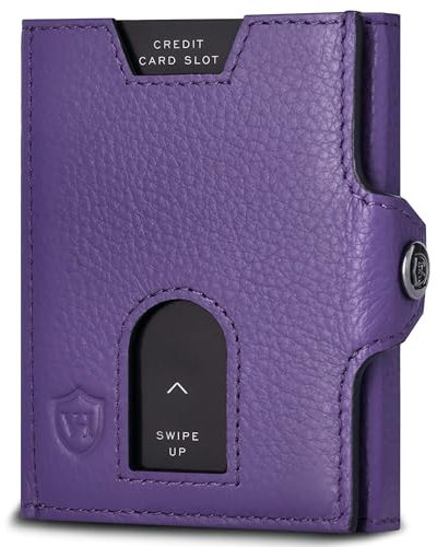 VON HEESEN Slim Wallet mit Münzfach & RFID Schutz - Leder Geldbörse Herren klein - Mini Geldbeutel Damen Portmonee - Kartenetui Echtleder Karten Portemonnaie - Kreditkartenetui Violet
