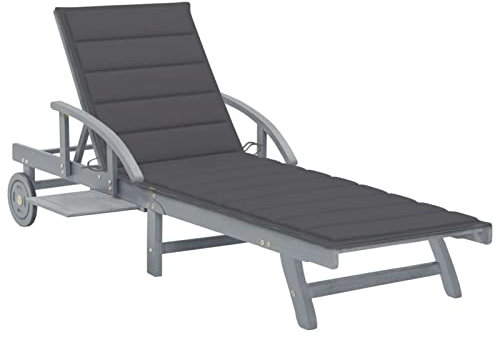 RONGQI Sonnenliege mit Auflage, Gartenliege, Liegestuhl, Sonneninsel Outdoor, Sonnenstuhl, Gartenmöbel, Bäderliege, Relaxliege, Terrasse,Akazie Massivholz